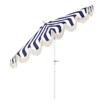 Beverly 9 ft. Designer Classic Scalloped Fringe Half Market Patio Umbrella